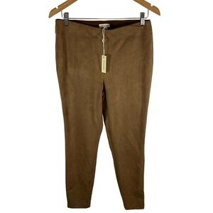 Max Studio Womens Vicuna Faux Suede Leggings Pull On Tapered Pants‎ Brown Size L